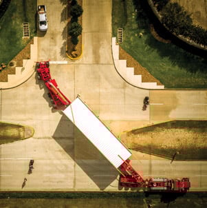 Bucket Truck Escorts Clearing Obstacles