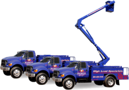 Purple Kenco bucket trucks
